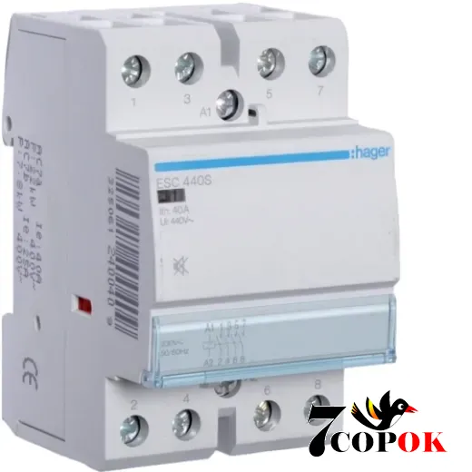 Контактор 40А Hager 40A, 4НВ, 230В (ESC440S), купити в Україні