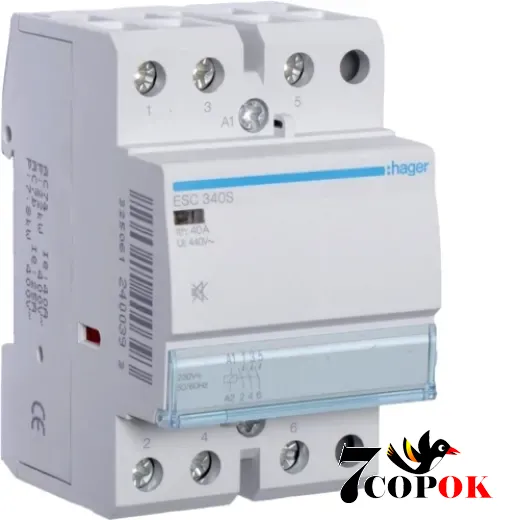 Контактор 40А Hager 40A, 3НВ, 230В (ESC340S), купити в Україні