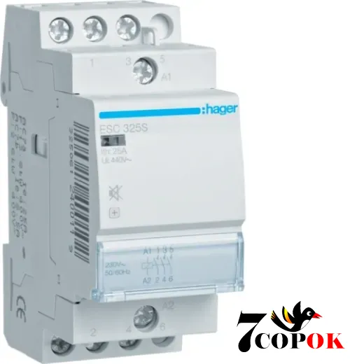 Контактор 25А Hager 25A, 3НВ, 230В (ESC325S), купити в Україні