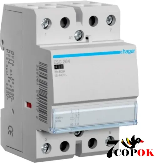 Контактор 63А Hager 63A, 2НЗ, 230В (ESC264), купить в Украине