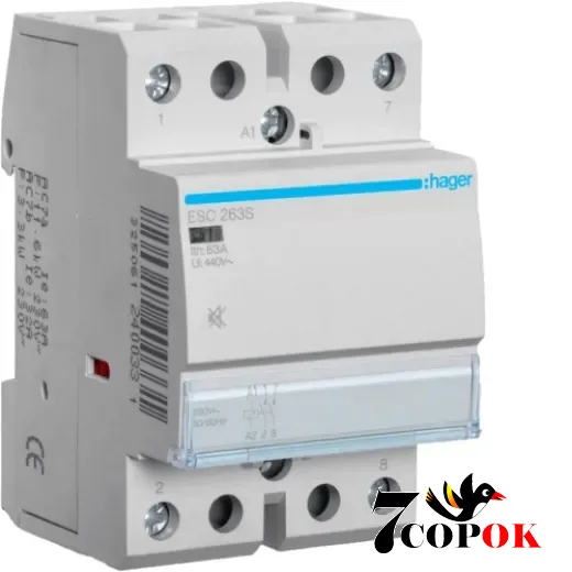Контактор 63А Hager 63A, 2НВ, 230В (ESC263S), купить в Украине