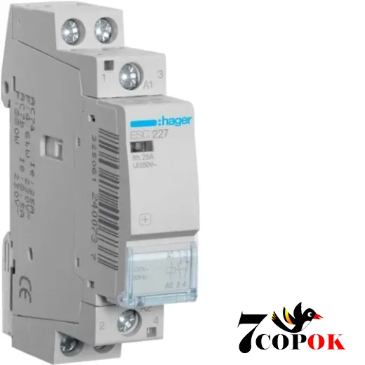 Контактор 25А Hager 25A, 1НВ+1НЗ, 230В (ESC227), купить в Украине