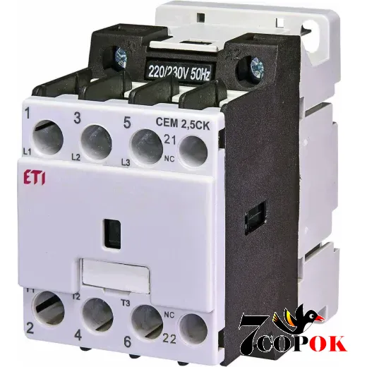 Контактор 3.6А ETI CEM 2,5CK.01 (2,5 кВАр, 400-440V), купити