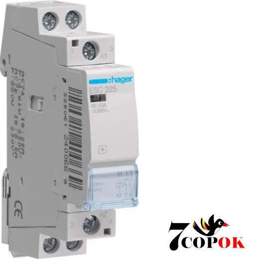 Контактор 25А Hager 25A, 2НВ, 230В (ESC225), купити в Україні