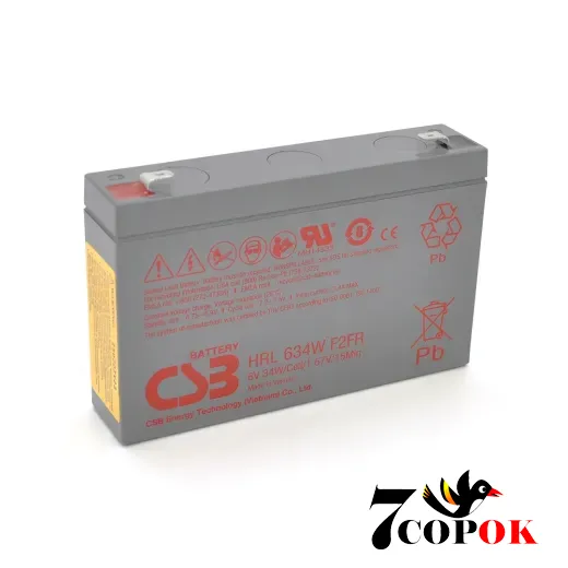 Акумулятор CSB HRL634WF2FR, 6V 9Ah, AGM свинцево-кислотний, купити