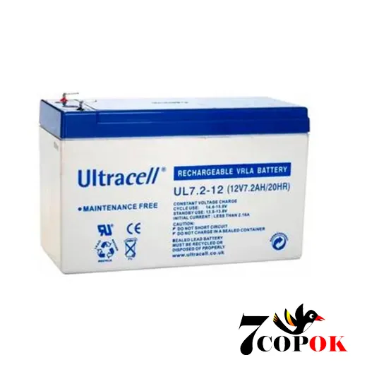 Акумулятор Ultracell UL7.2-12 AGM 12V 7,2 Ah, AGM свинцево-кислотний