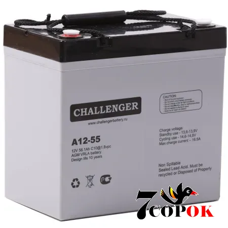 Акумулятор Challenger A12-55, AGM свинцево-кислотний, купити