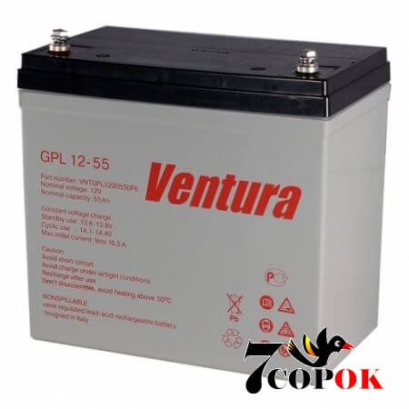 Акумулятор Ventura GPL 12-55, AGM свинцево-кислотний, купити