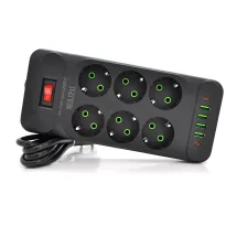 Voltronic F33U 6 розеток EU + 4 USB + 2 PD 2 м Black