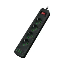 Voltronic F24U 4 розетки EU + 3 USB + PD 2 м Black