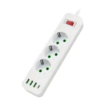 Voltronic F23U 3 розетки EU + 3 USB + PD 2 м White