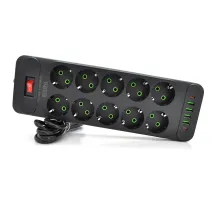 Voltronic F35U 10 розеток EU + 4 USB + 2 PD Black