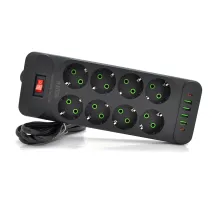 Voltronic F34U 8 розеток EU + 4 USB + 2 PD Black